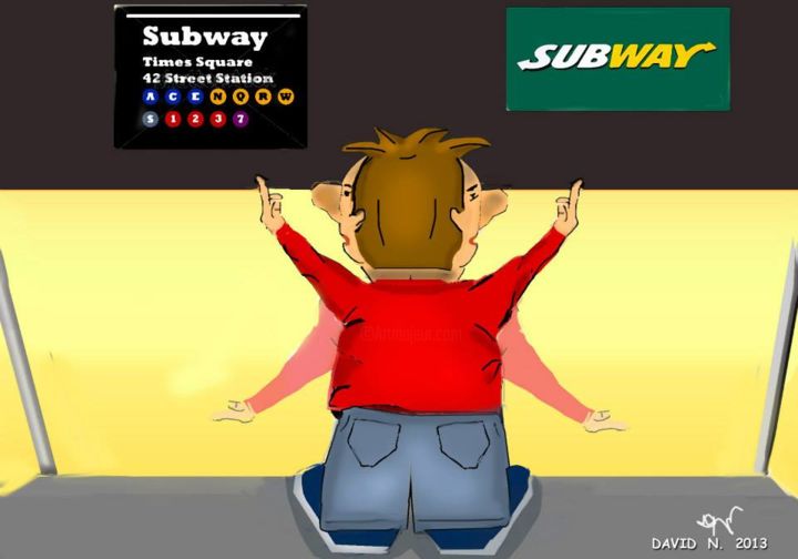 Drawing titled "Subway" by David Nornberg, Original Artwork, Other