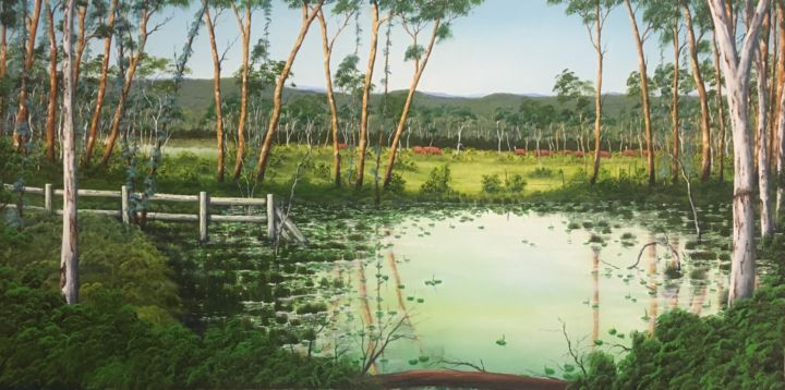 Malarstwo zatytułowany „The Swamp Paddock” autorstwa David O'Halloran, Oryginalna praca, Olej