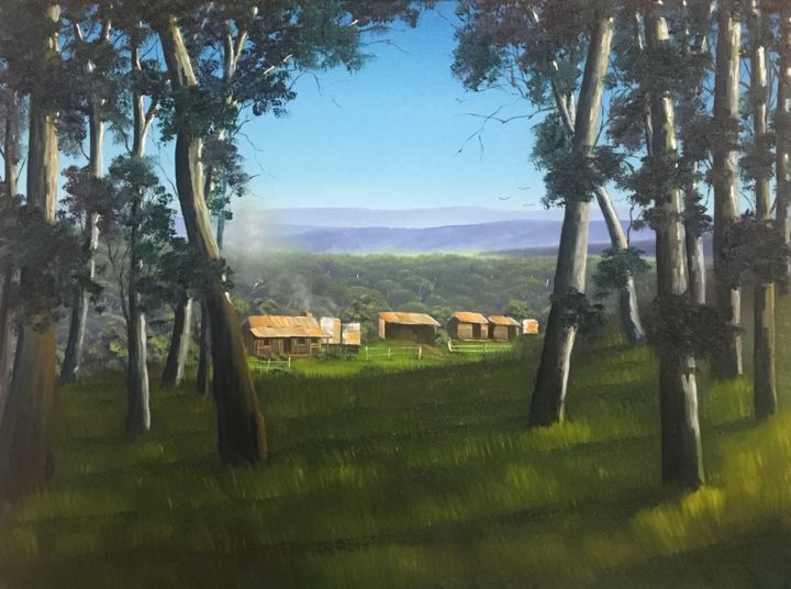 Pintura titulada "Ally's Cottage" por David O'Halloran, Obra de arte original, Oleo