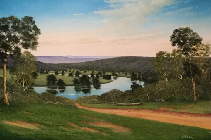 Painting titled "The River Bends" by David O'Halloran, Original Artwork, Acrylic
