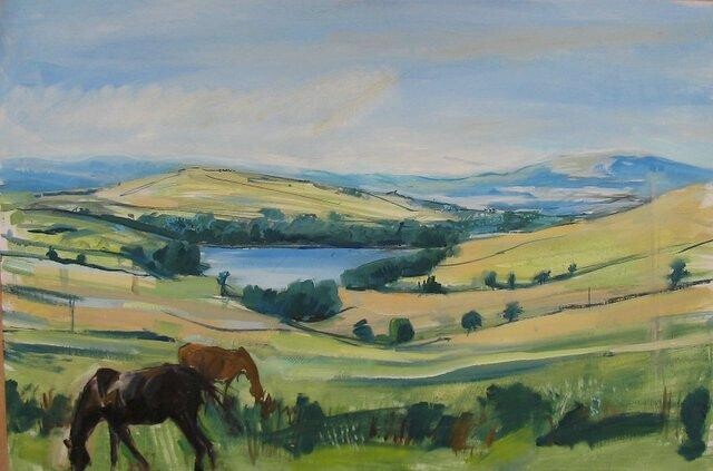 Schilderij getiteld "Earnsdale Horses" door David Pott, Origineel Kunstwerk