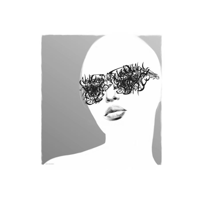 Pintura intitulada "femme-lunettes.jpg" por David Renaudineau, Obras de arte originais, Óleo