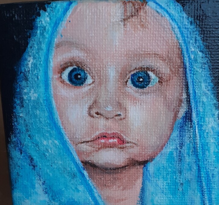 Painting titled "Baby Renaud" by David Romain, Original Artwork, Acrylic