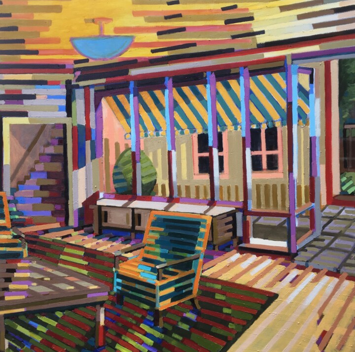 Painting titled "Sunroom" by David Ross, Original Artwork, Oil Mounted on Wood Stretcher frame