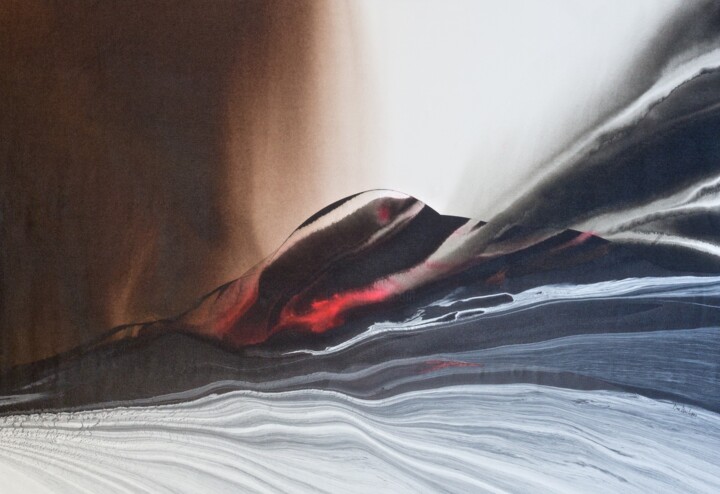 Schilderij getiteld "Fire and Ice" door David Ryan Lopez, Origineel Kunstwerk, Acryl