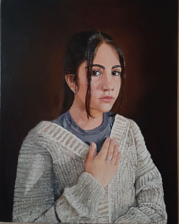 Картина под названием "девочка" - Давид Саргсян, Подлинное произведение искусства, Масло