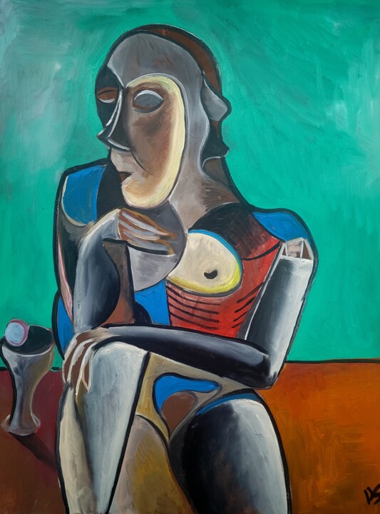 Картина под названием "Femme 5" - David Simard, Подлинное произведение искусства, Масло Установлен на Деревянная рама для но…