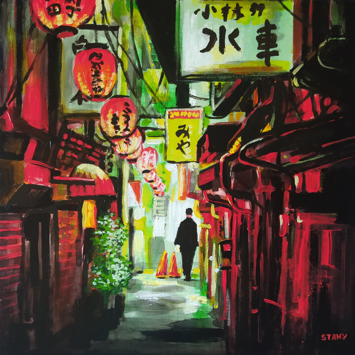 Pintura titulada "Shibuya Nonbei Yoko…" por David Stany Garnier, Obra de arte original, Acrílico