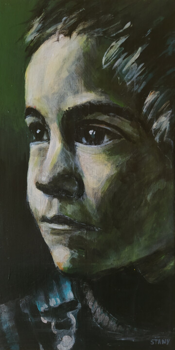 Painting titled "Portrait (n°43)" by David Stany Garnier, Original Artwork, Acrylic Mounted on Wood Stretcher frame