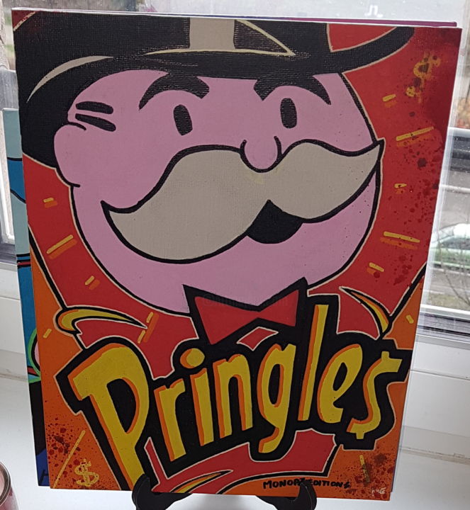 Malerei mit dem Titel "Pringles Monopoly M…" von Davdez, Original-Kunstwerk, Acryl