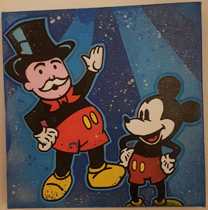 Malerei mit dem Titel "Mickey Mouse & Mono…" von Davdez, Original-Kunstwerk, Acryl
