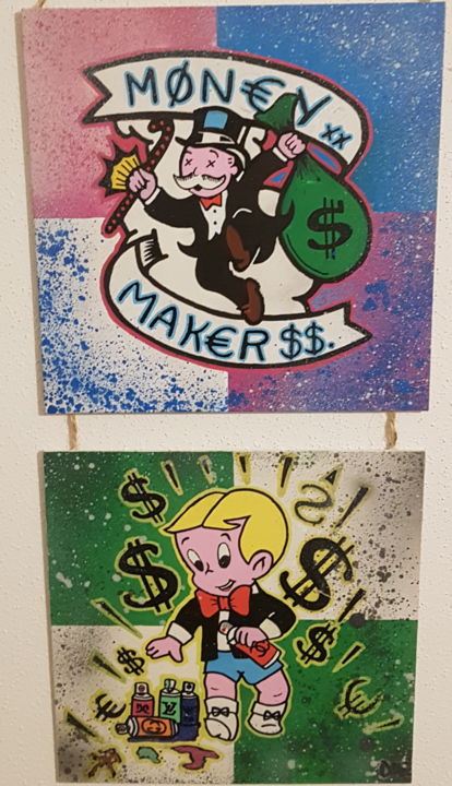 Malerei mit dem Titel "Richie Rich & Monop…" von Davdez, Original-Kunstwerk, Acryl