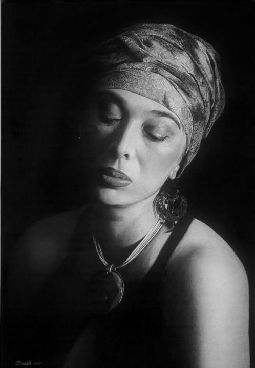 Dessin intitulée "actress Marina Kakh…" par David Telia, Œuvre d'art originale, Fusain