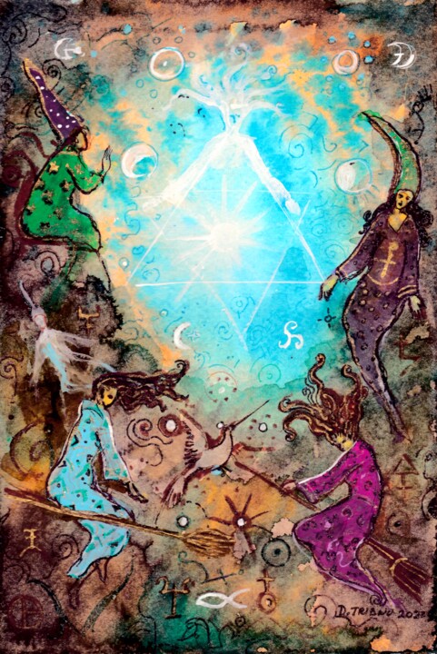 Pintura titulada "Noche de magia" por David Triano, Obra de arte original, Acuarela