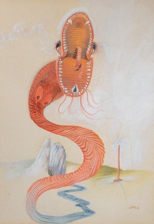 Peinture intitulée "Bite of the anima m…" par David Wheatley, Œuvre d'art originale, Aquarelle