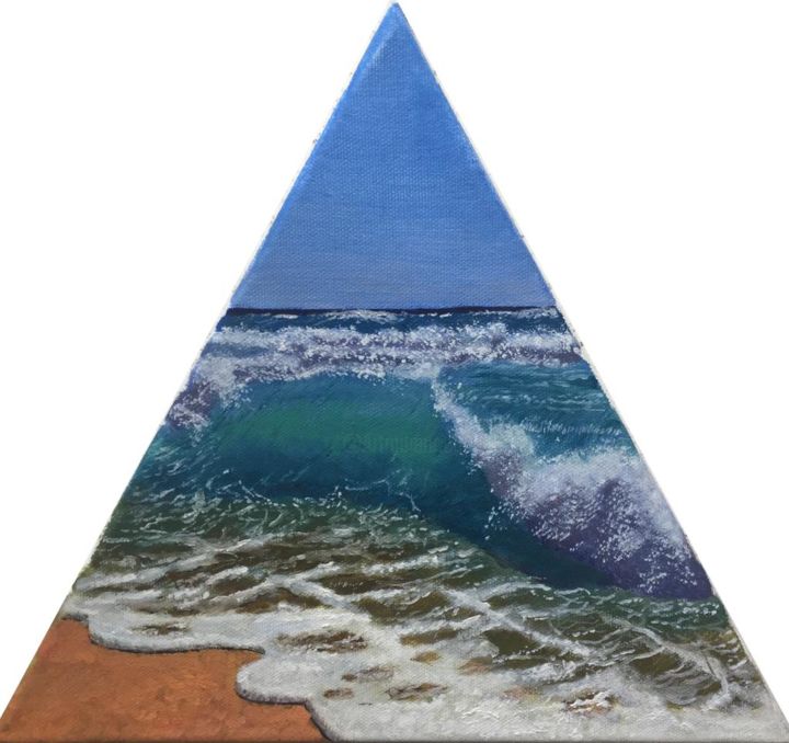 Schilderij getiteld "Triangle sur mer" door David Alliel, Origineel Kunstwerk, Olie