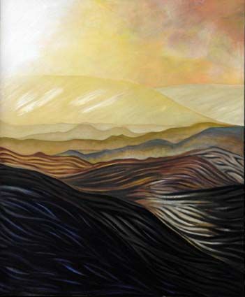 Painting titled "desert landscape" by David Teszler, Original Artwork, Oil