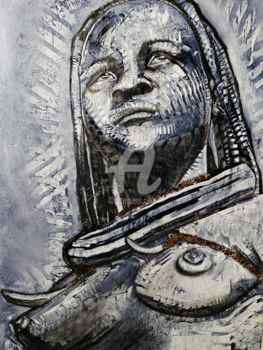 Schilderij getiteld "himba-guerriere" door David D3, Origineel Kunstwerk