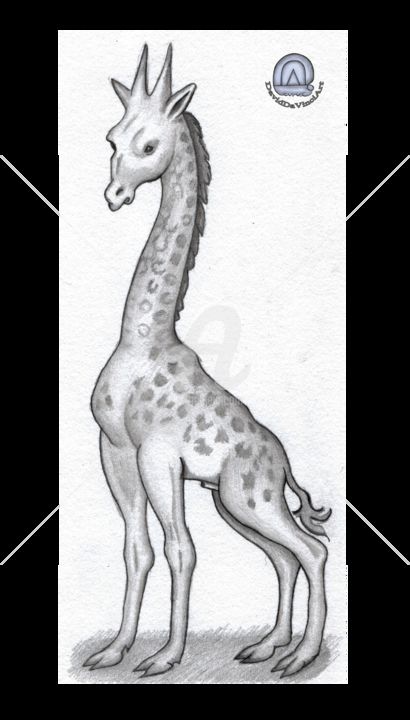 Dessin intitulée "Giraffe Hieronymus…" par David Da Vinci, Œuvre d'art originale, Crayon