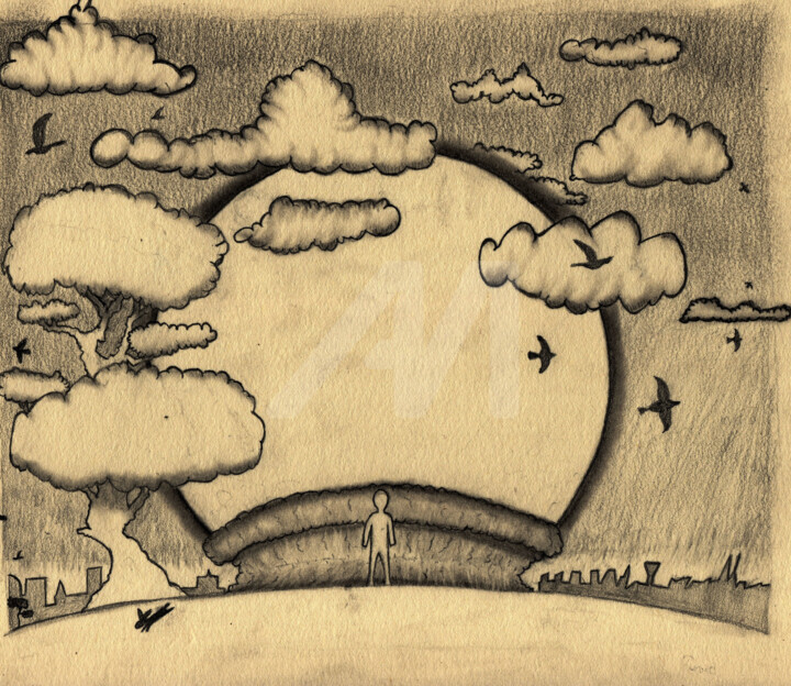 Zeichnungen mit dem Titel "This is the End" von David Da Vinci, Original-Kunstwerk, Bleistift