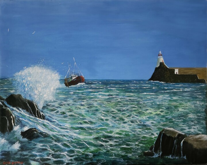 Painting titled "Almost home" by David Donnelly, Original Artwork, Oil Mounted on Wood Stretcher frame