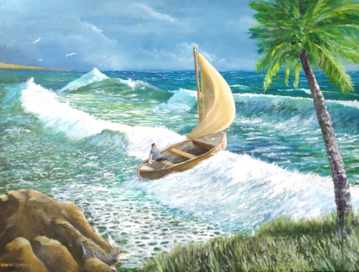Painting titled "Into the Breeze" by David Donnelly, Original Art, Oil