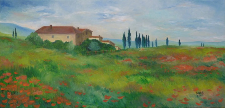 Pittura intitolato "Casolari in maremma" da Davide Pacini, Opera d'arte originale, Olio