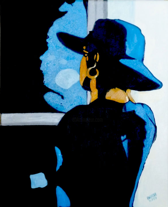 Pintura intitulada "Donna con capello b…" por Davide Pacini, Obras de arte originais, Óleo