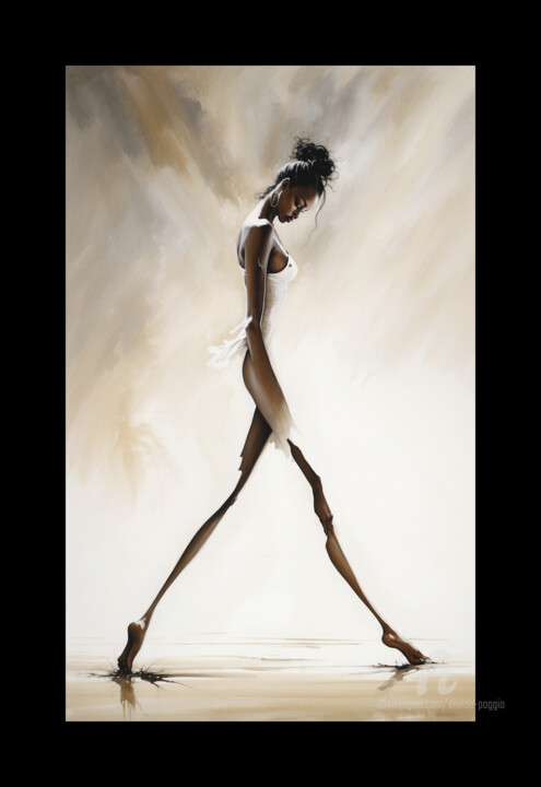 Digital Arts titled "Woman marching" by Davide Poggio, Original Artwork, AI generated image Mounted on Other rigid panel