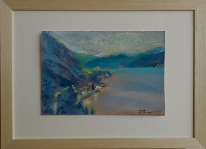 Schilderij getiteld "Varenna sul lago di…" door Davide Rodoquino, Origineel Kunstwerk, Pastel Gemonteerd op Karton