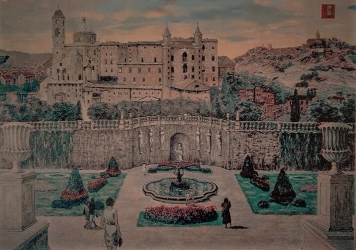 Painting titled "Palazzo Ducale of U…" by Davide Rodoquino, Original Artwork, Acrylic