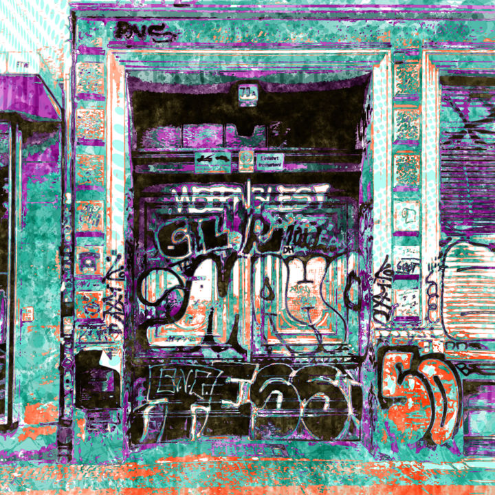 Digital Arts titled "East Berlin Door 06" by Davide Schinaia, Original Artwork, Digital Painting