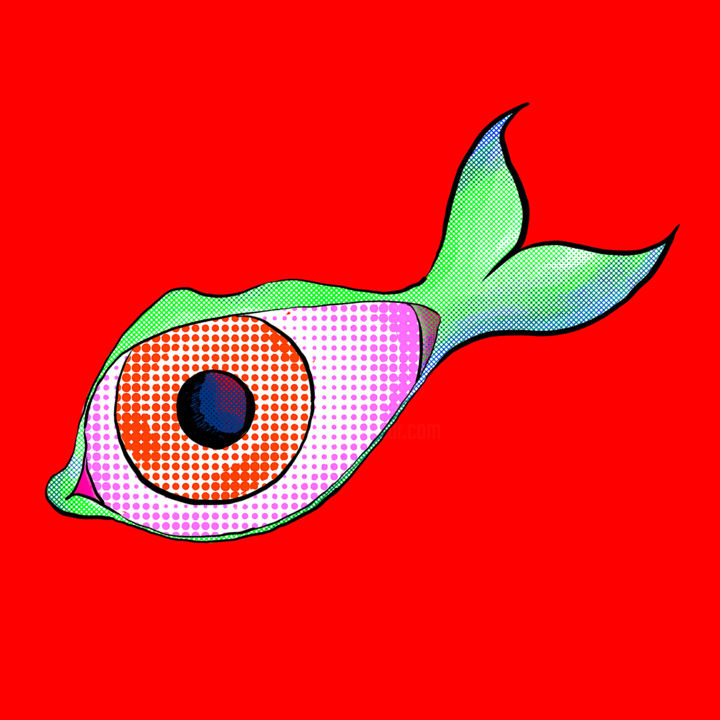 Digital Arts titled "March Eye-Fish on R…" by Davide Schinaia, Original Artwork, Digital Painting