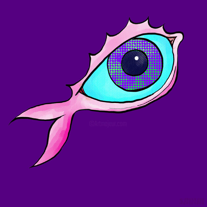 Digital Arts titled "March Eye-Fish on V…" by Davide Schinaia, Original Artwork, Digital Painting