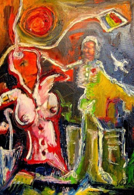 Pittura intitolato "Gioco di donna e de…" da Davide Valdesi, Opera d'arte originale, Olio