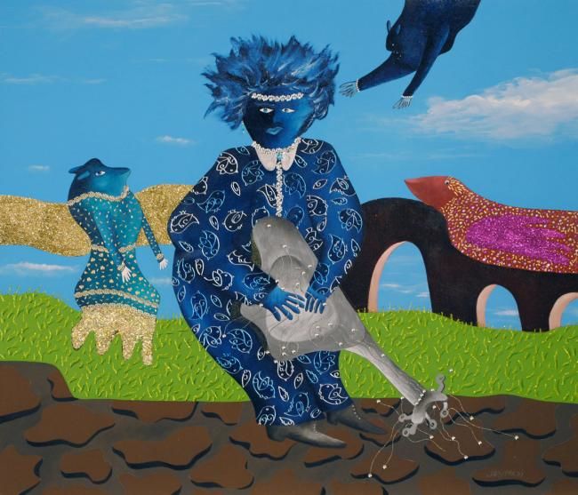 Peinture intitulée "Le conteur" par David Farsi, Œuvre d'art originale, Huile