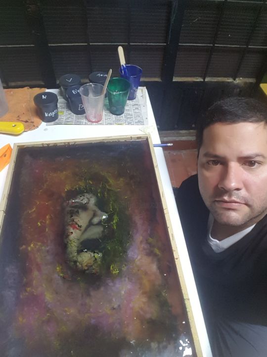 Pintura titulada "Ira ahogada" por Jackson Orozco, Obra de arte original,