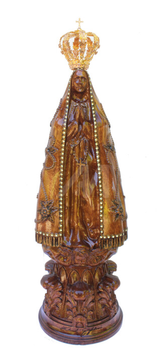 Escultura intitulada "Nossa Senhora apare…" por David Guglielmoni, Obras de arte originais, Madeira