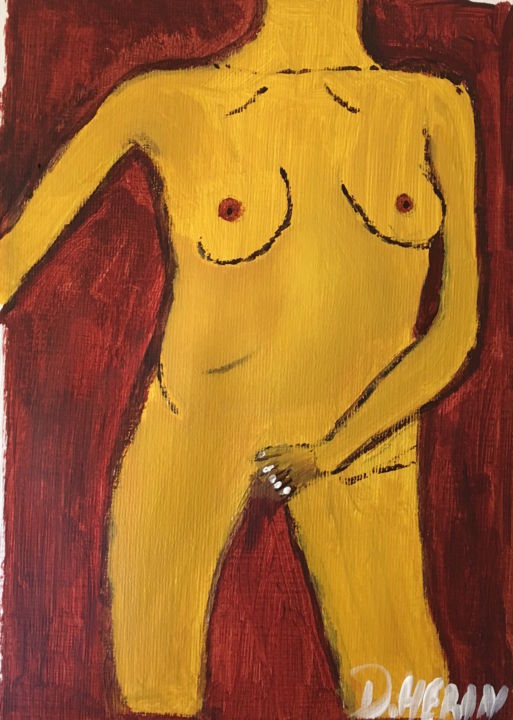 Peinture intitulée "Nue intime" par David.H, Œuvre d'art originale, Acrylique