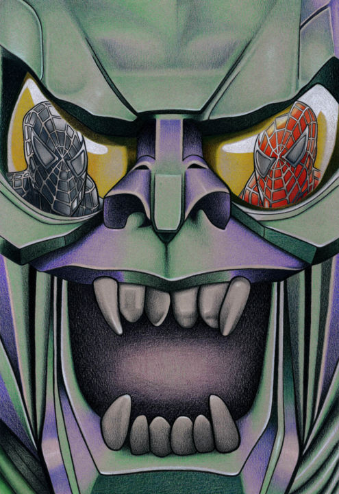 Drawing titled "The Green Goblin, S…" by David Herbouiller, Original Artwork, Pencil Mounted on Cardboard