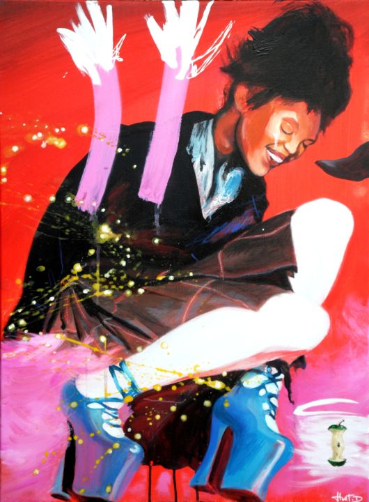 Peinture intitulée "Chute de Top model…" par David Huet, Œuvre d'art originale, Huile