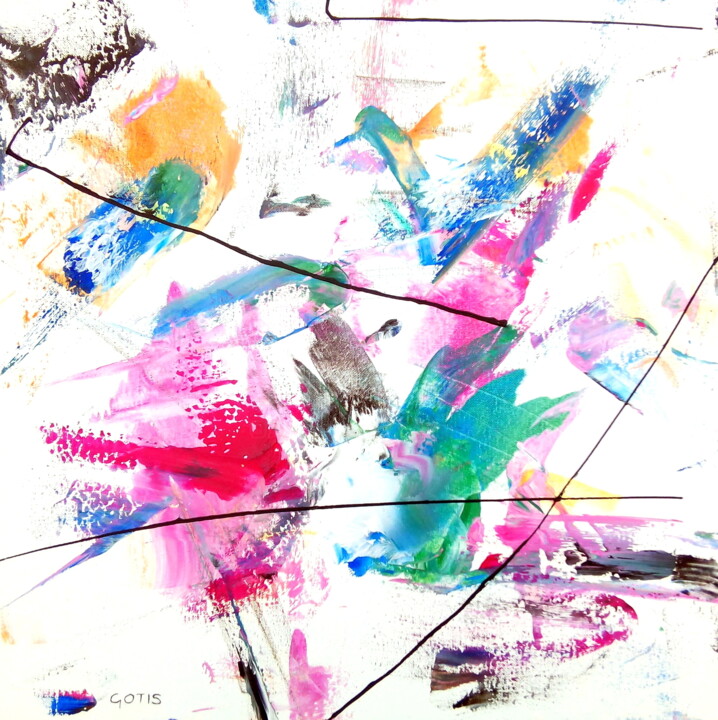 Peinture intitulée "La danse des colibr…" par Davidian Gotis Abstraction Abstraite, Œuvre d'art originale, Acrylique