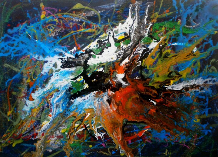 Peinture intitulée "Cosmotic  - Abstrac…" par Davidian Gotis Abstraction Abstraite, Œuvre d'art originale, Acrylique