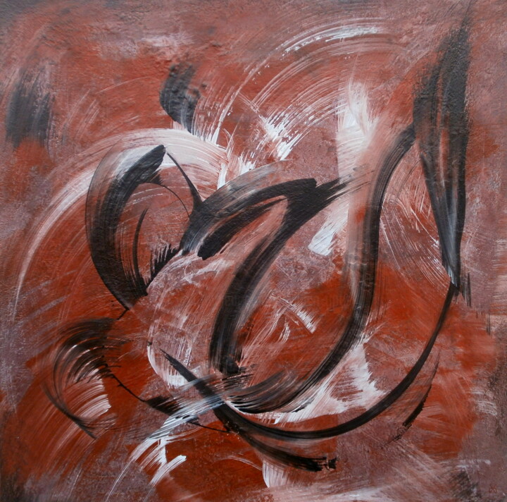 Schilderij getiteld "Rouge Infraterre (I…" door Davidian Gotis Abstraction Abstraite, Origineel Kunstwerk, Acryl