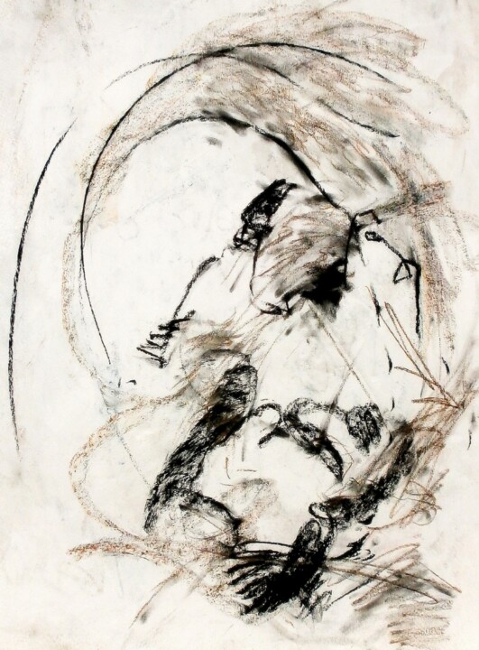 图画 标题为“Morticia - Abstract…” 由Davidian Gotis Abstraction Abstraite, 原创艺术品, 木炭