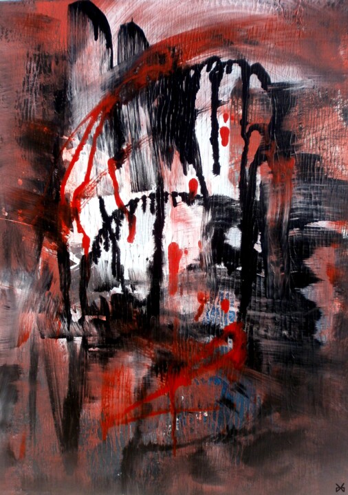 Pintura intitulada "Blessure (Hurt) - A…" por Davidian Gotis Abstraction Abstraite, Obras de arte originais, Acrílico