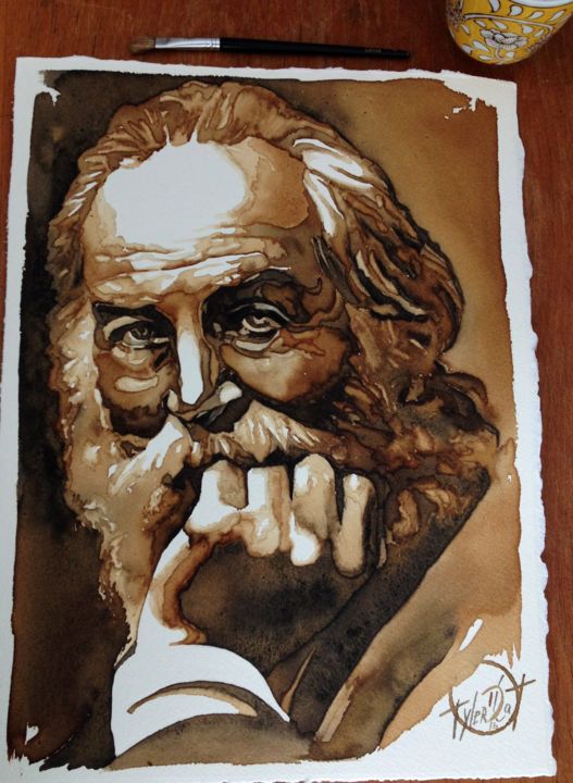 Schilderij getiteld "Walt Whitman" door Tyler D Cat, Origineel Kunstwerk