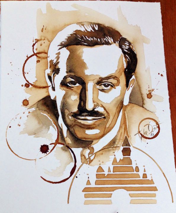 Painting titled "Walt Disney" by Tyler D Cat, Original Artwork