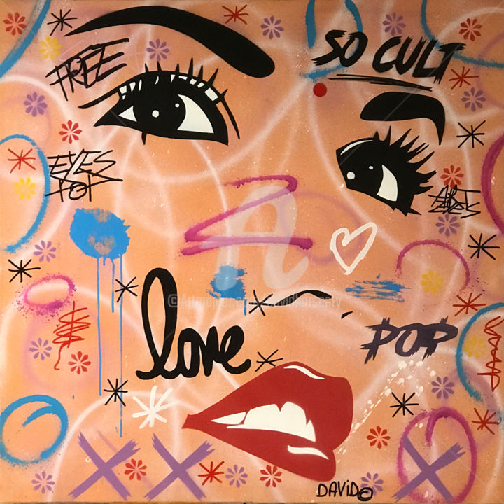 Peinture intitulée "LOVE 2" par David Karsenty, Œuvre d'art originale, Acrylique