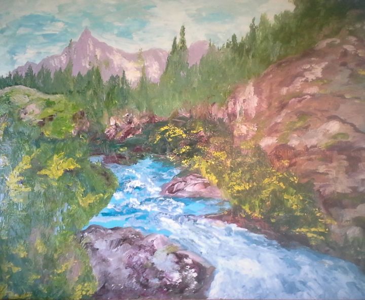 Painting titled "ROLLING MOUNTAIN ST…" by David Cade, Original Artwork, Oil